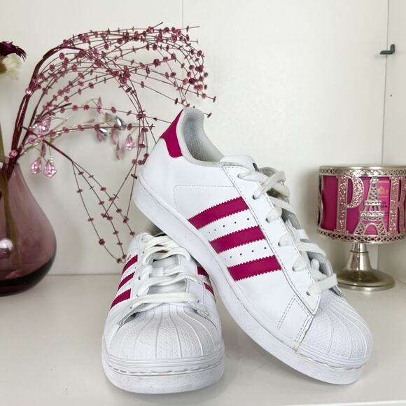 Adidas Superstar Foundation J B23644 White Pink Buzz Sneakers Womens Size 7 - Picture 10 of 16
